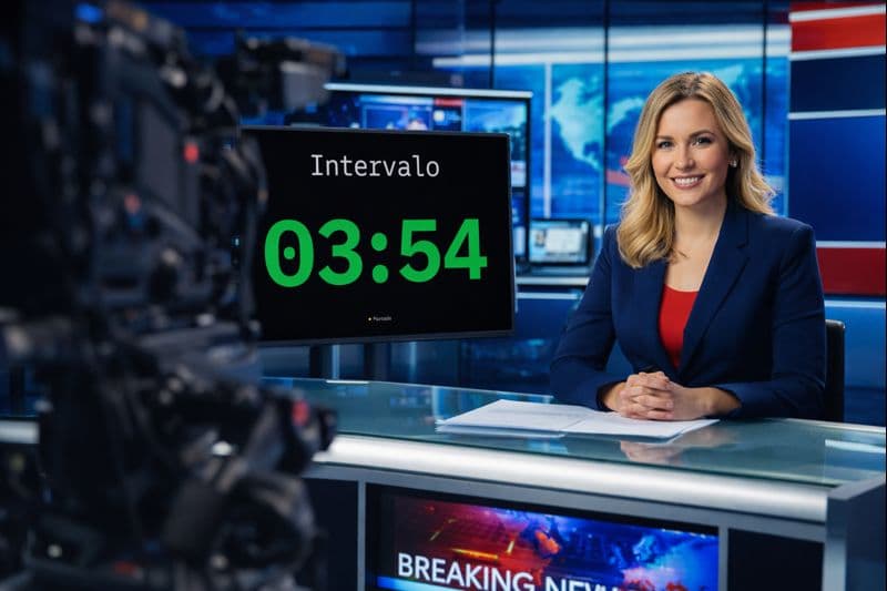 Apresentador com teleprompter