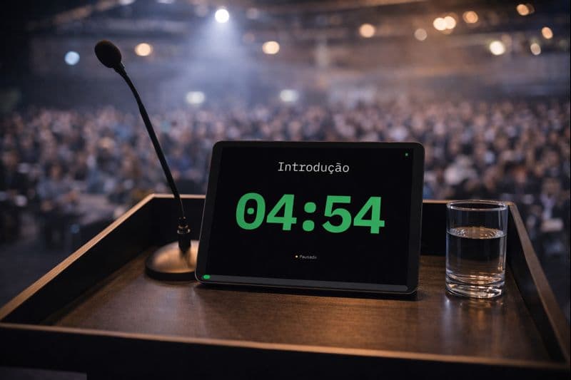 Tablet na mesa do palestrante