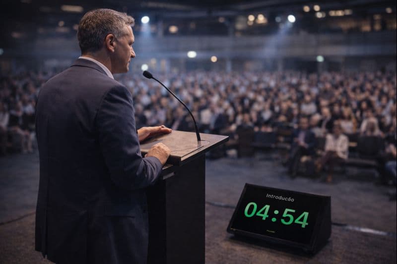 Pastor com monitor discreto