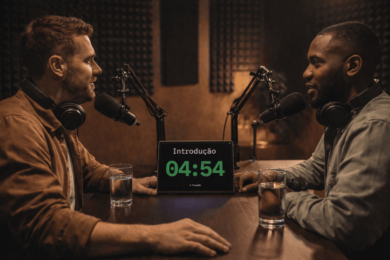 Podcast com timer visível